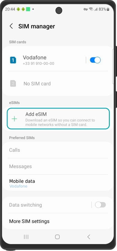 Tap <b>Add eSIM</b>