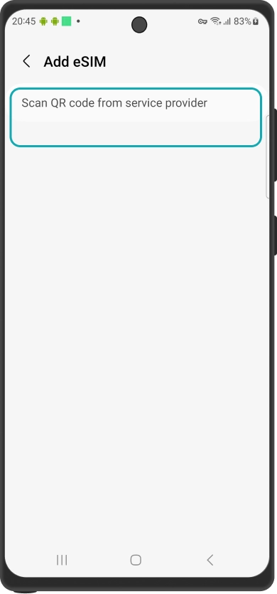 Tap <b>Scan QR code from service provider</b>