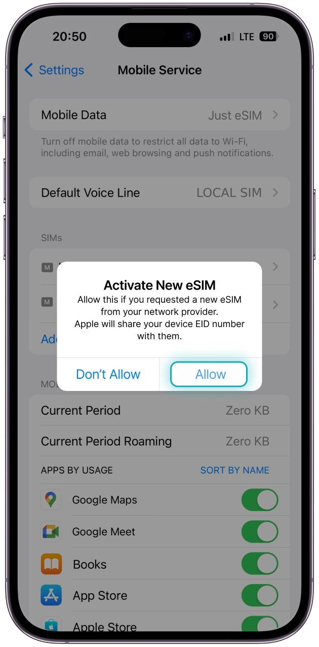 Tap to <b>Allow</b>
