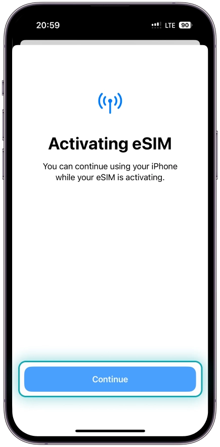 Tap to <b>Continue</b>