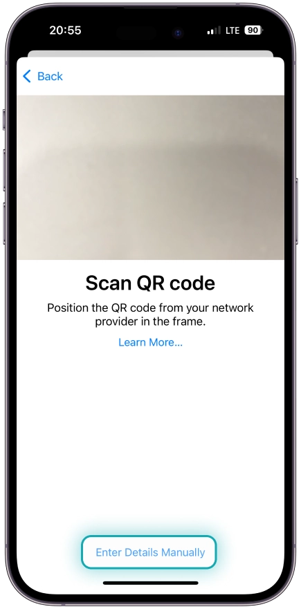 Tap <b>Enter Details Manually</b>