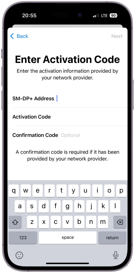<b>Paste the codes</b> from app or your e-mail, and tap <b>Next</b>